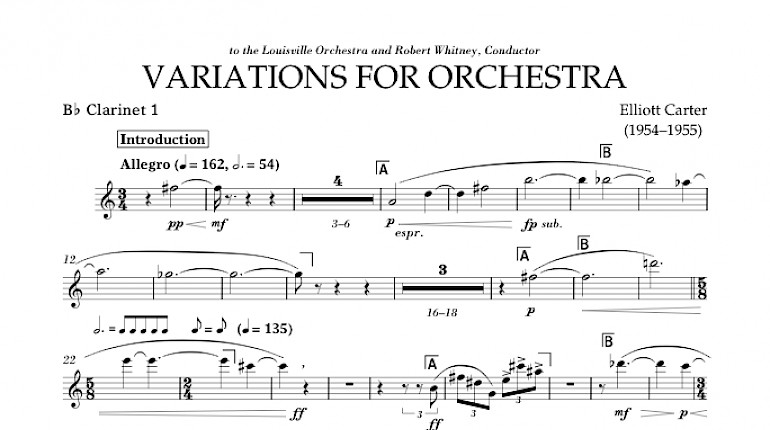 Newly engraved parts for Elliott Carter's Variations for Orchestra